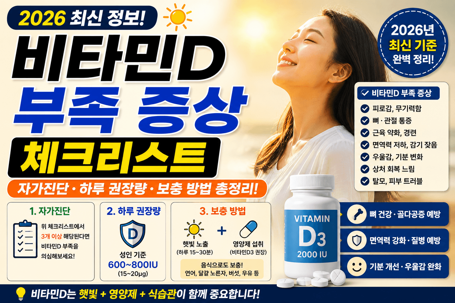 비타민D 부족 체크리스트와 보충 방법